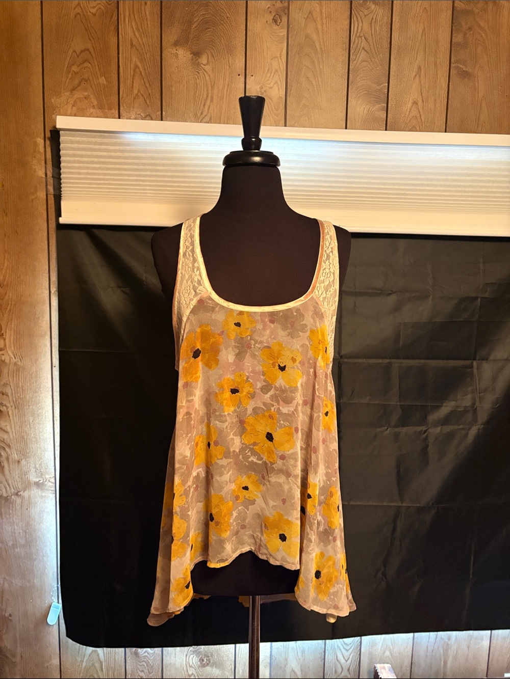 Free People Floral Yellow Lace-Trim Tank Top - Women